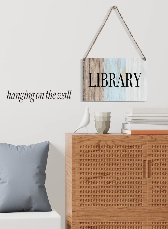 HTBIG Rustic Wood Sign Library Home Farmhouse Wall Hanging Decor Minimalism Wooden Wall Art Decor Decorative Plaque Sign for Book Lover Kids Room House Front Door Bedroom Outside Room Library Reading Room - Image 3